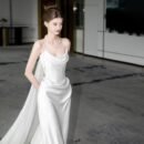 Light Wedding Dress White Trailing Wedding Bride Toast Engagement Evening Dress High Sense Satin Tube Top Dress Women