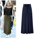 Large Size Women's Clothing Fashion Knitted Skirt High Waist Medium and Long Slit A-shaped Skirt Elastic Over The Knee