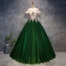 Fairy Evening Dress New Green Art Exam Bel Canto Dance ** Singing Hosting Trouser Dress Shoulder Performance Dress Female Skinny