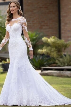 Wedding Dress Fishtail New Dress European Slim Fit Sexy Long Sleeve Leaking Back Wedding Banquet