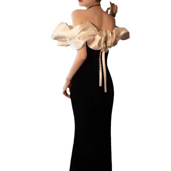 Evening Dress Women's Black One-word Shoulder Temperament High-end Fishtail Senior Sense Adult Ceremony Banquet Dress Light Luxury Niche - Image 5