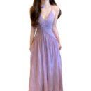 Summer Viral Backless Lilac Suspender Dress for Girls | French-Inspired Seaside Vacation Dress with Breathable Beachwear Design
