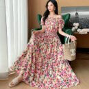 Prairie Dream Dress: Tiered Cotton Maxi - Cold Shoulder & Smocked Waist