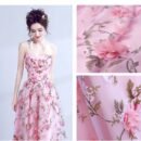 New Evening Dress Bean Pink Flower Lace Tub Top Performance Dress Bridal Wedding Banquet Annual Meeting Evening Dress