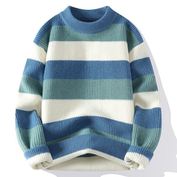 Autumn and Winter New Semi-turtleneck Sweater Men's Thickened Pullover Trendy Men's Knitted Sweater Top - Image 2