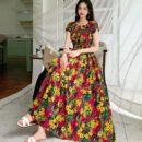 Prairie Dream Dress: Tiered Cotton Maxi - Cold Shoulder & Smocked Waist