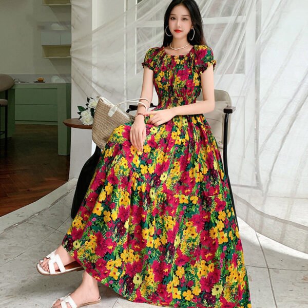 Prairie Dream Dress: Tiered Cotton Maxi - Cold Shoulder & Smocked Waist - Image 16