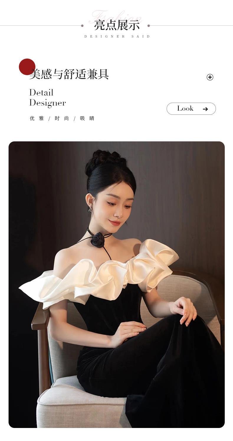 Evening Dress Women's Black One-word Shoulder Temperament High-end Fishtail Senior Sense Adult Ceremony Banquet Dress Light Luxury Niche 11 O1CN01oZBAnc2BPeTzNOGWP 2216064808331 0 cib