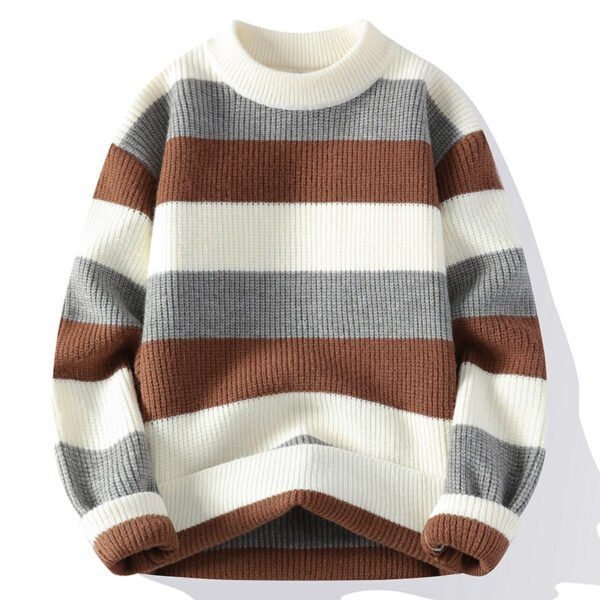 Autumn and Winter New Semi-turtleneck Sweater Men's Thickened Pullover Trendy Men's Knitted Sweater Top - Image 3