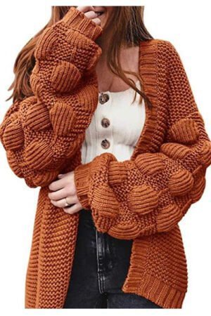 Cardigan Sweater New Knitted Sweater Autumn and Winter Long Cute Ball Loose Thick Coat Women
