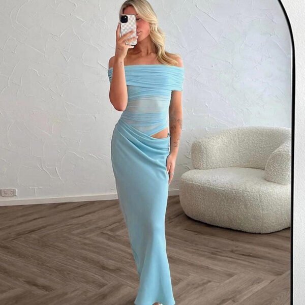 Celebrity-Inspired Sexy Bodycon Dress: One-Shoulder Cut-Out Waist Autumn Slim Midi Dress for Women - Image 2