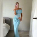 Celebrity-Inspired Sexy Bodycon Dress: One-Shoulder Cut-Out Waist Autumn Slim Midi Dress for Women