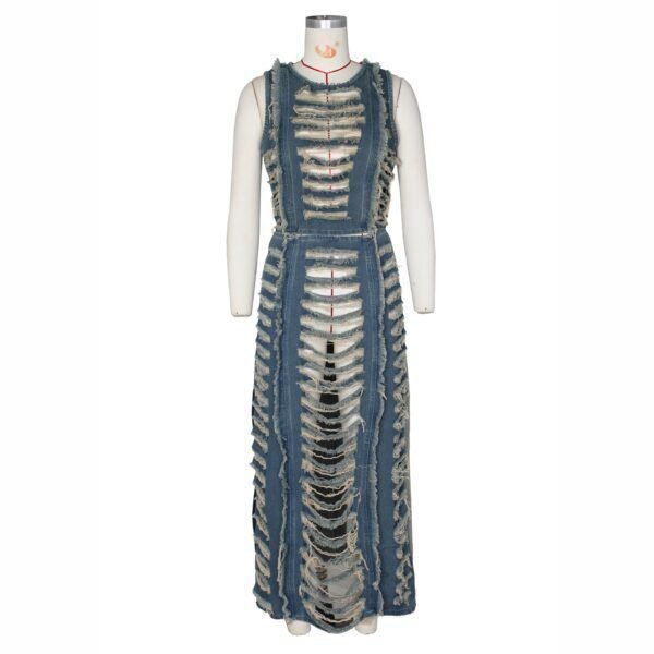 Denim Suit Set - Asymmetric Vest & High-Slit Skirt | Y2K Streetwear Coord Outfit - Image 5
