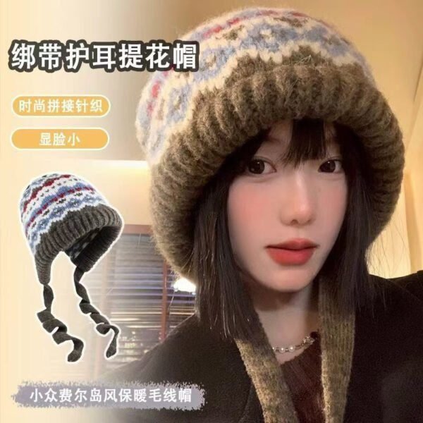 Fair Island Style Knitted Hat Children's Retro Dual-purpose Bag Hat Warm Wool Hat Ear Protection Street Style - Image 3
