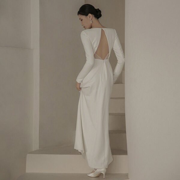 Engagement French Light Wedding Dress Skirt Women's High Sense Spring Simple Hepburn Style Backless New Chinese Style - Image 7