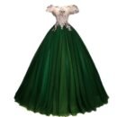 Fairy Evening Dress New Green Art Exam Bel Canto Dance ** Singing Hosting Trouser Dress Shoulder Performance Dress Female Skinny