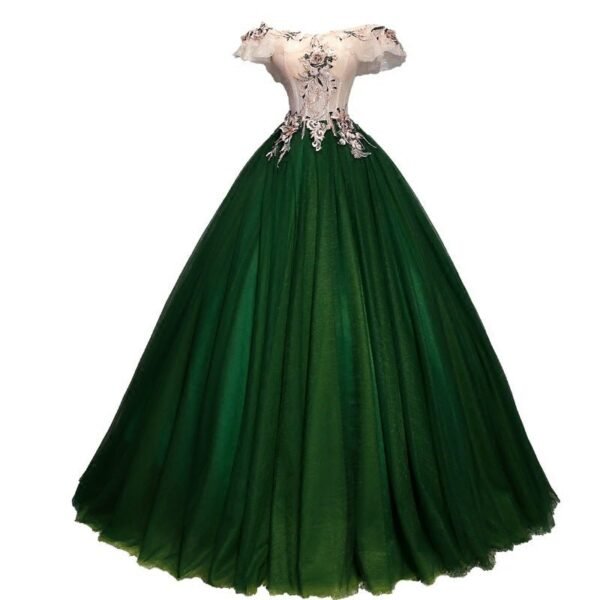 Fairy Evening Dress New Green Art Exam Bel Canto Dance ** Singing Hosting Trouser Dress Shoulder Performance Dress Female Skinny - Image 5