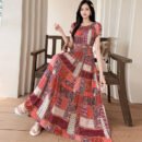 Prairie Dream Dress: Tiered Cotton Maxi - Cold Shoulder & Smocked Waist