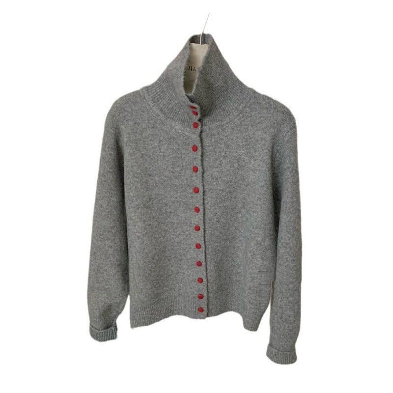 Casual Turtleneck Bag Buckle Sweater Cardigan Women's Autumn and Winter New Lazy Wind Knitted Outer Women's 1 Casual Turtleneck Bag Buckle Sweater Cardigan Women's Autumn and Winter New Lazy Wind Knitted Outer Women's