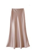 French Temperament Acetic Acid Satin Drape Skirt Women's Spring and Summer Solid Color High Waist Hip-wrapped Fishtail Skirt A-word Long Skirt