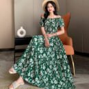 Prairie Dream Dress: Tiered Cotton Maxi - Cold Shoulder & Smocked Waist