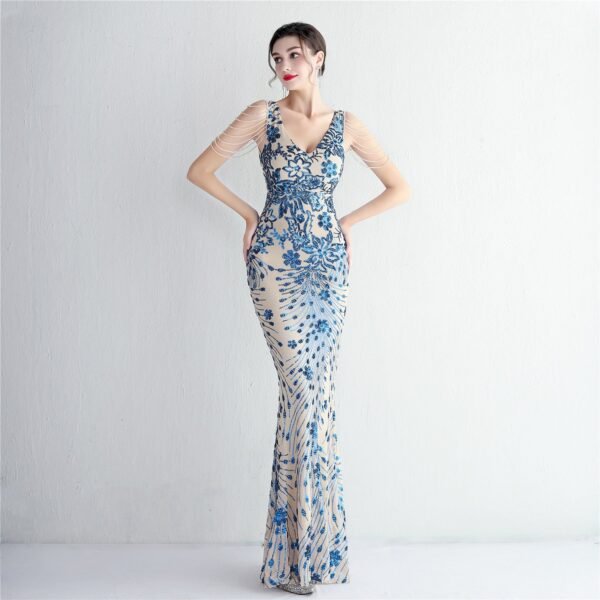 Elegant Long Sequin Evening Dress: Temperament Slim Gown for Banquet & Annual Meeting - Image 2