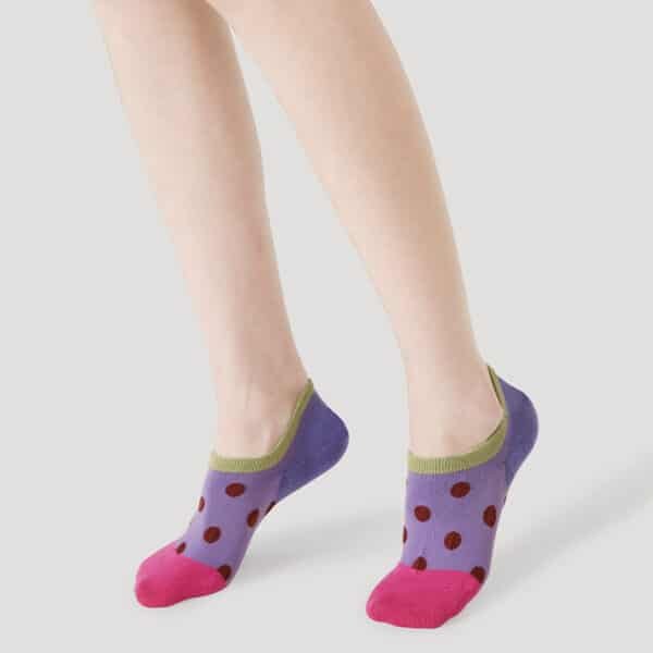 Women’s Vintage Polka Dot Boat Socks | Japanese Kawaii Contrast | Non-Slip Lightweight Summer Ankle Socks-5Prs - Image 2
