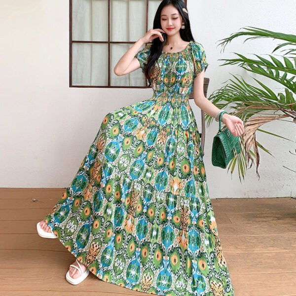 Prairie Dream Dress: Tiered Cotton Maxi - Cold Shoulder & Smocked Waist - Image 13