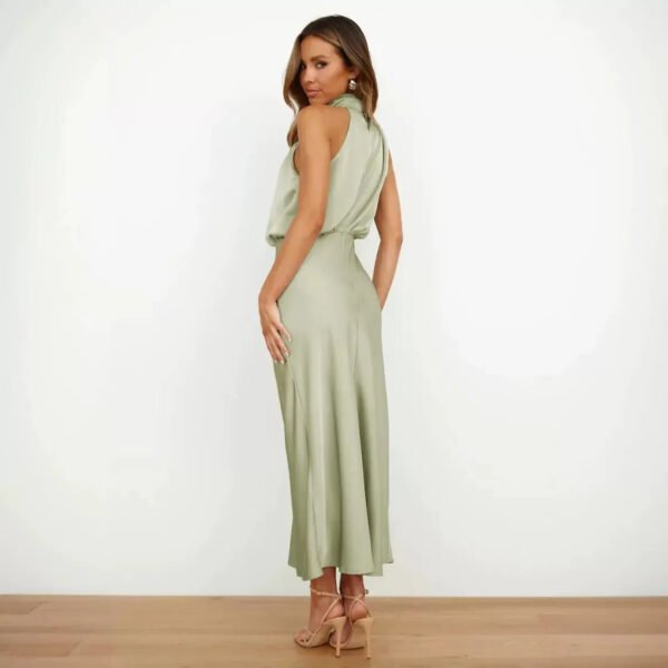 Spring and Summer New High-end Satin Sleeveless Dress Fashion Elegant Celebrity Light Evening Dress - Image 5