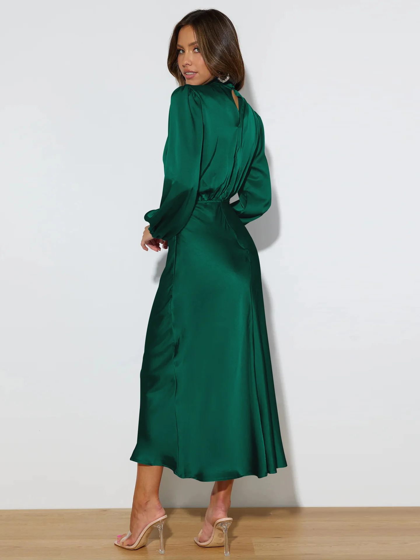 Autumn New High-end Satin Long-sleeved Loose Dress Temperament Elegant Women's Evening Dress 31 S0a8999bfe7e24790b99b16307b290222w