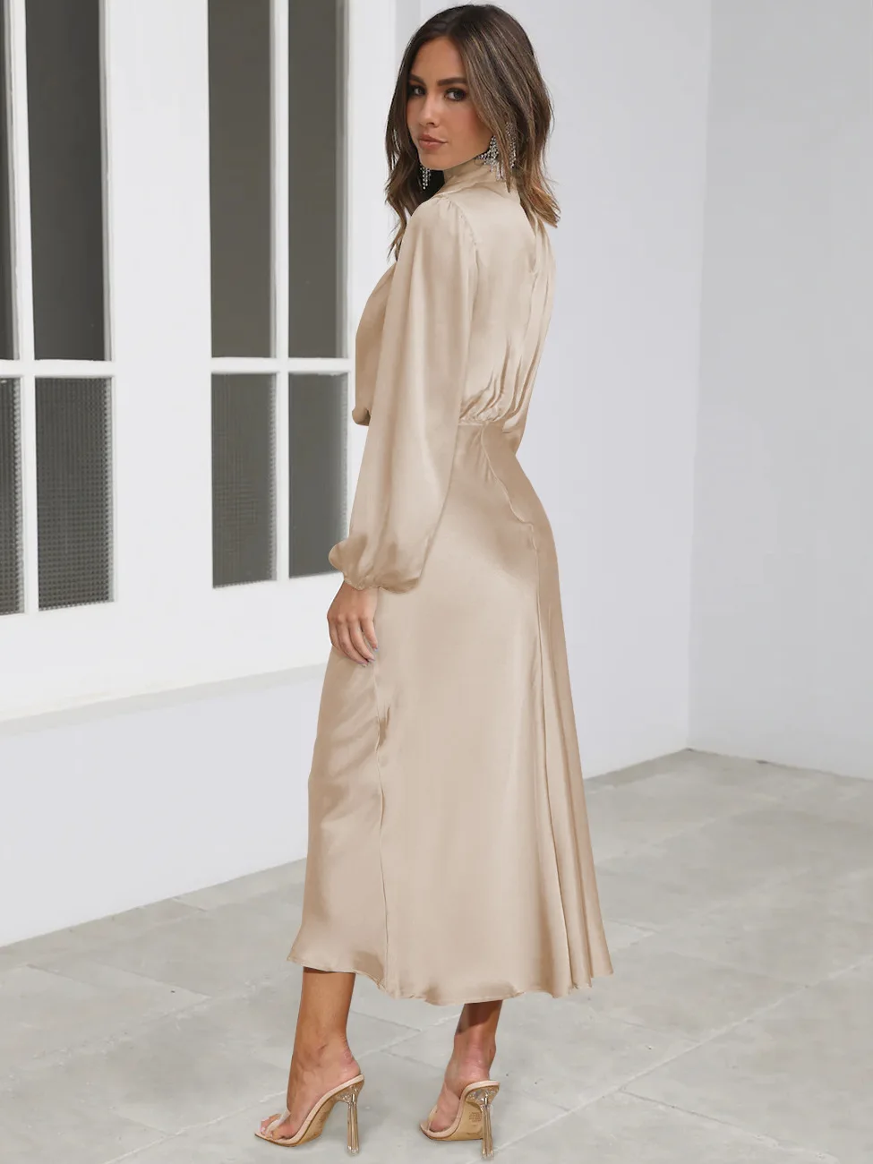 Autumn New High-end Satin Long-sleeved Loose Dress Temperament Elegant Women's Evening Dress 22 S0ec27839e64744458d438fa2173a1c808