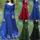 Classical Medieval Central Party Long-sleeved Crew Neck Slim-fitting Women's Dress