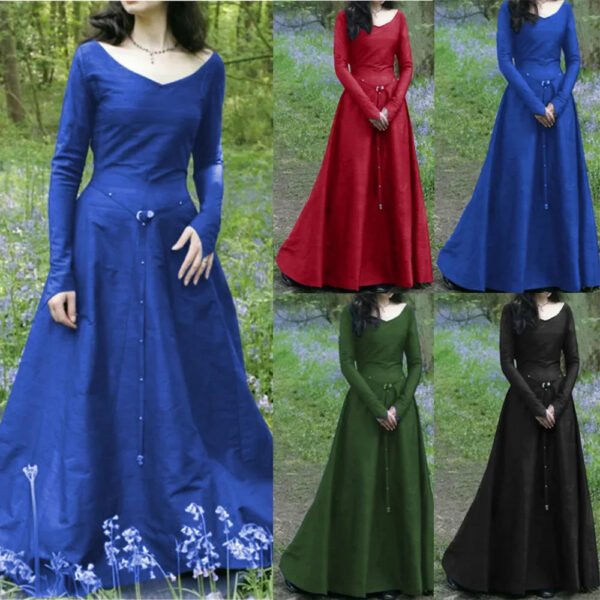 Classical Medieval Central Party Long-sleeved Crew Neck Slim-fitting Women's Dress