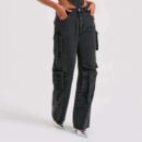 Low-rise Three-dimensional Pocket Splicing Jeans Women's Autumn New Loose Pendant and Thin Trousers