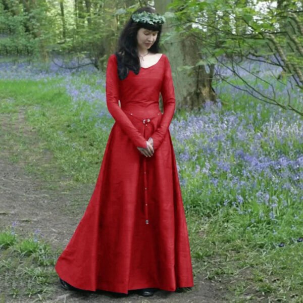 Classical Medieval Central Party Long-sleeved Crew Neck Slim-fitting Women's Dress - Image 5