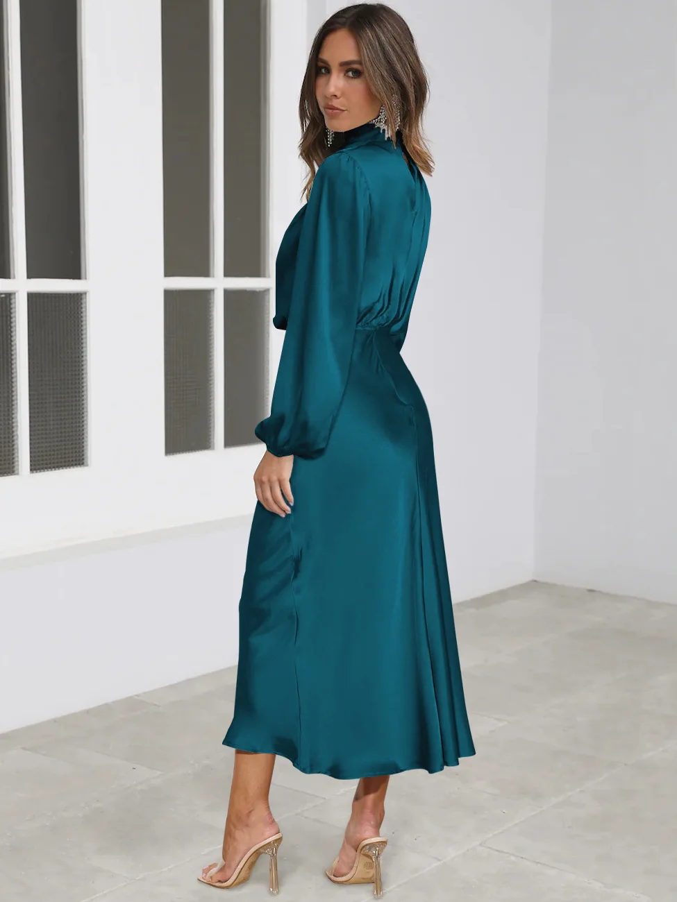 Autumn New High-end Satin Long-sleeved Loose Dress Temperament Elegant Women's Evening Dress 56 S2ee3268d3b764bf3bca46087b1b5a135h