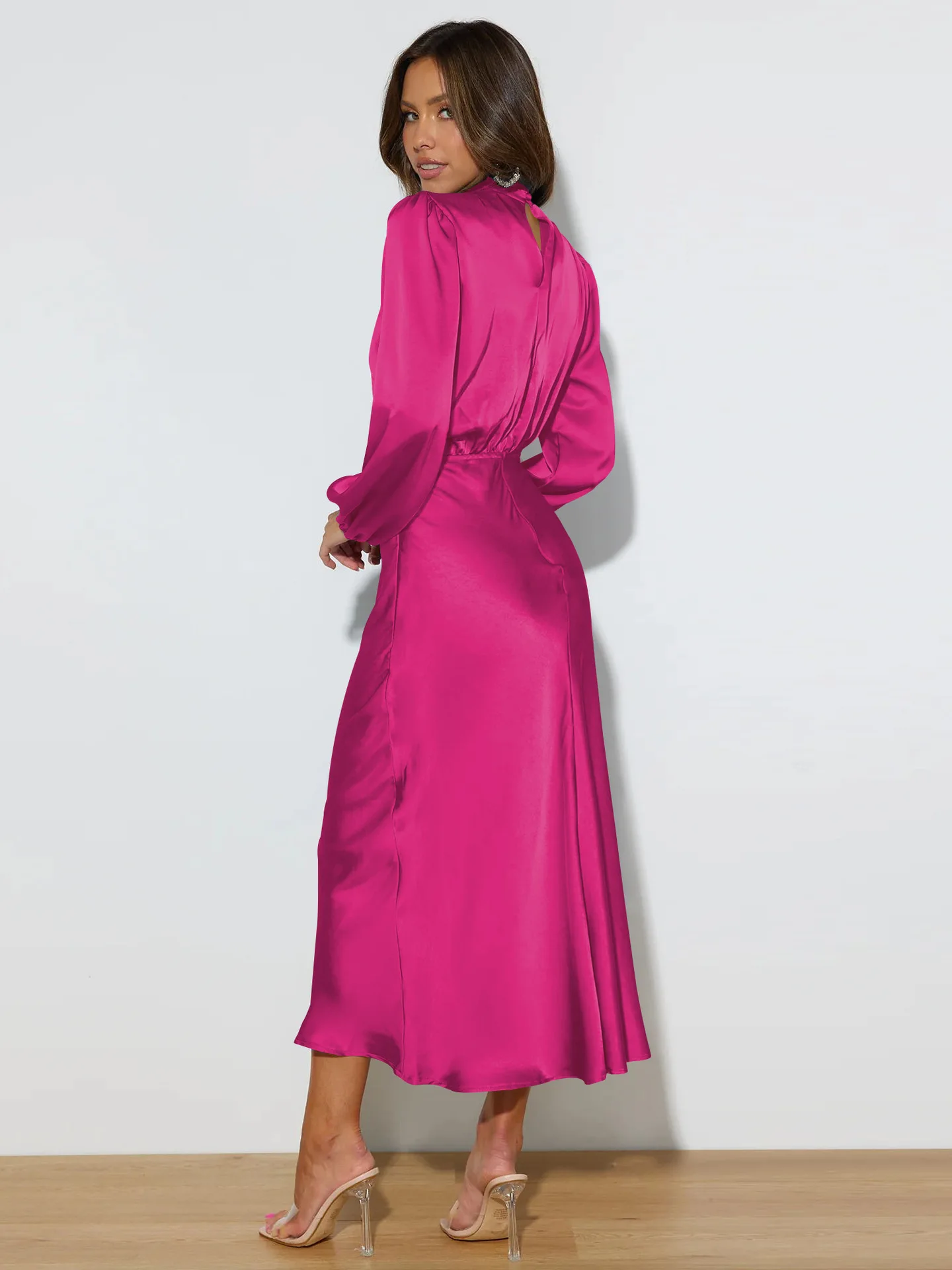 Autumn New High-end Satin Long-sleeved Loose Dress Temperament Elegant Women's Evening Dress 75 S32e1cc326b60428e85ccaec3a03e1433S