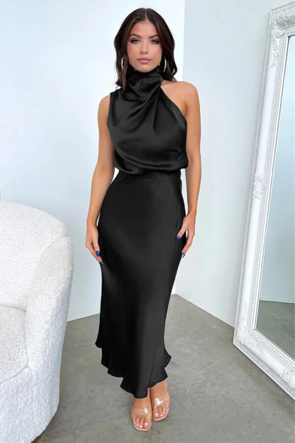 Spring and Summer New High-end Satin Sleeveless Dress Fashion Elegant Celebrity Light Evening Dress - Image 9