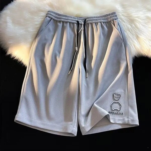 Bear Five-point 6-point Shorts Men's Loose Wide-leg Summer Trendy Brand Waffle Casual Sports Basketball Pants - Image 6