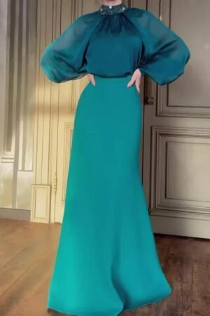 Autumn New Retro Court Style Elegant Long Dress Two-piece Women