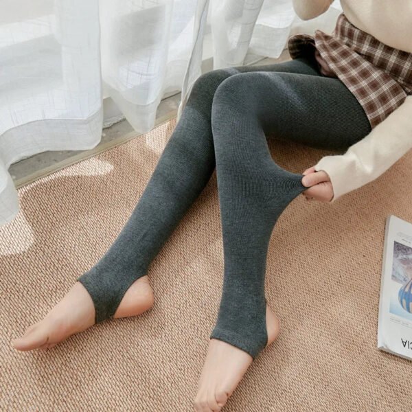 Autumn and winter fleece thickened threaded cotton vertical striped leggings, women's integrated pants - Image 3