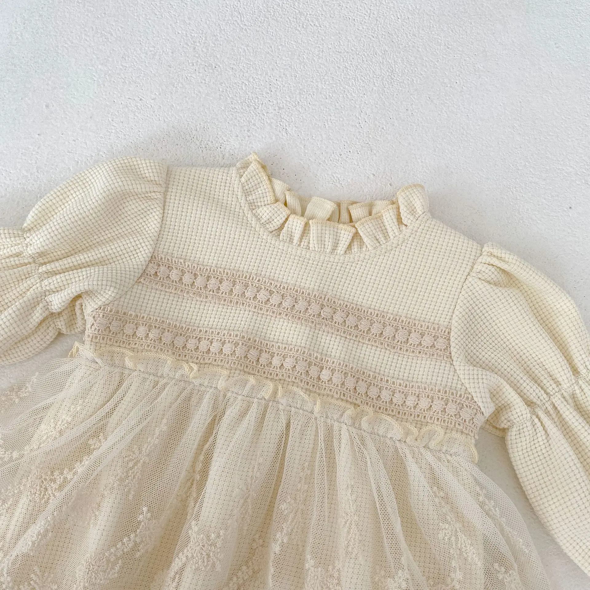 2024 Autumn Infant Baby Girl Waffle Lace Small Skirt Long Sleeve Romper Hat Skirt Fart onesie 16 S578e1eeb5fee47b68d1d25072f716ad5c