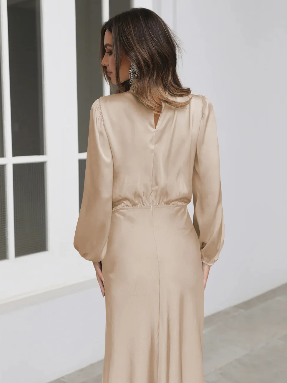 Autumn New High-end Satin Long-sleeved Loose Dress Temperament Elegant Women's Evening Dress 24 S5831c98ae914414496d607bdba19b661e