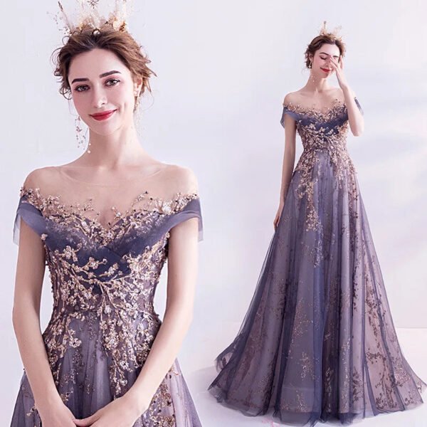 Aura Queen Purple Dress Annual Meeting Birthday Walk Show Host Performance Walk Show Evening Dress