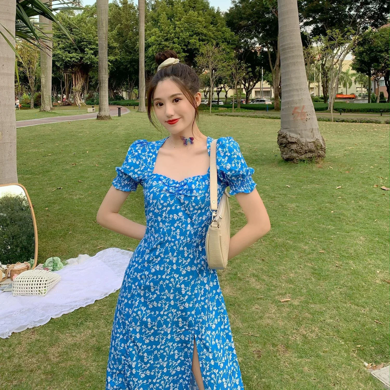 2024 New Floral Dress: Sweet and Spicy Wind Split Long Skirt for Women's Summer - Niche Design Sense 12 S69394e07ec0845babb8b525f52f64e40C