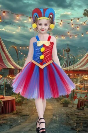 Trendy Children's Clothing Cos Magic Number Circus Children Princess Dress Halloween Anime Clown Play Tutu Skirt