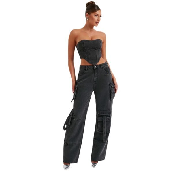 Low-rise Three-dimensional Pocket Splicing Jeans Women's Autumn New Loose Pendant and Thin Trousers - Image 6