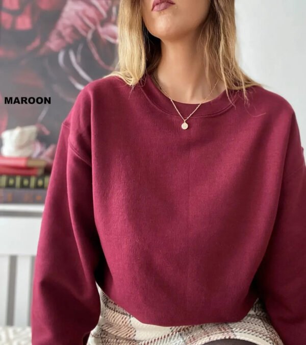 Popular women's clothing round neck pullover loose casual velvet oversized sweater - Image 4