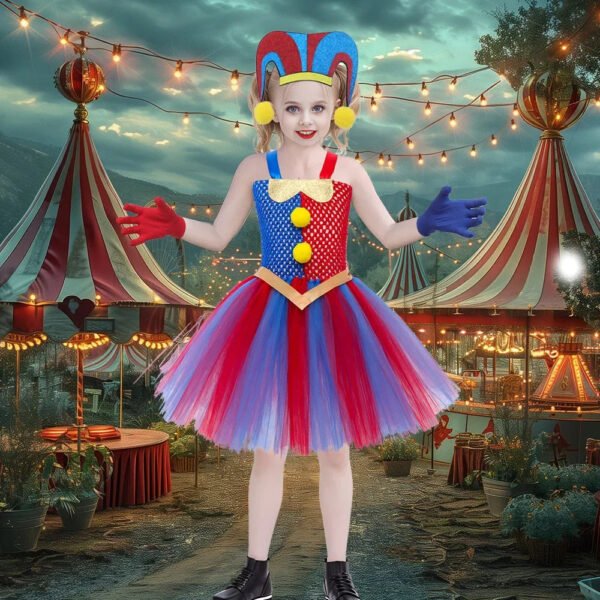 Trendy Children's Clothing Cos Magic Number Circus Children Princess Dress Halloween Anime Clown Play Tutu Skirt - Image 2