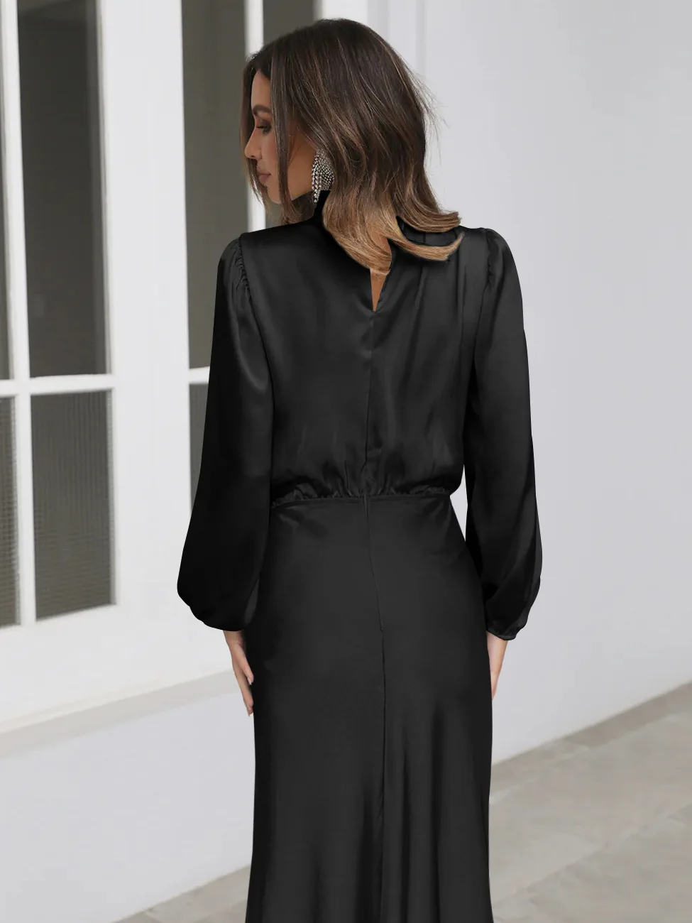 Autumn New High-end Satin Long-sleeved Loose Dress Temperament Elegant Women's Evening Dress 43 S86a4d690deda4a0189cf9774e7ed6b20d